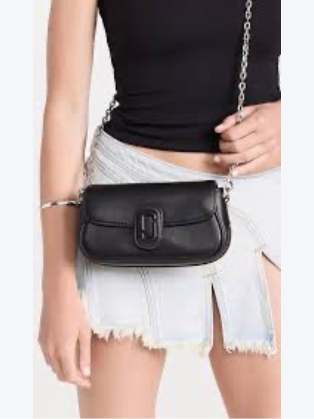 Marc Jacobs Black Leather Crossbody Bag with Chain Strap